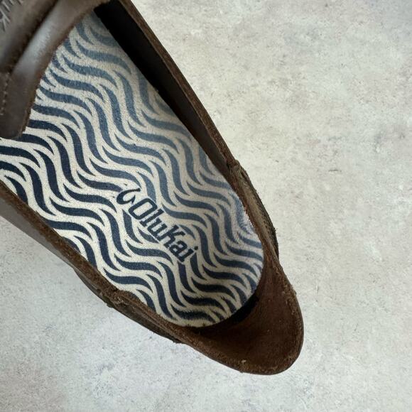 Olukai Kakaha Shoes Mens Size 9.5 Brown Leather Slip On Casual Loafers Read - Picture 11 of 13